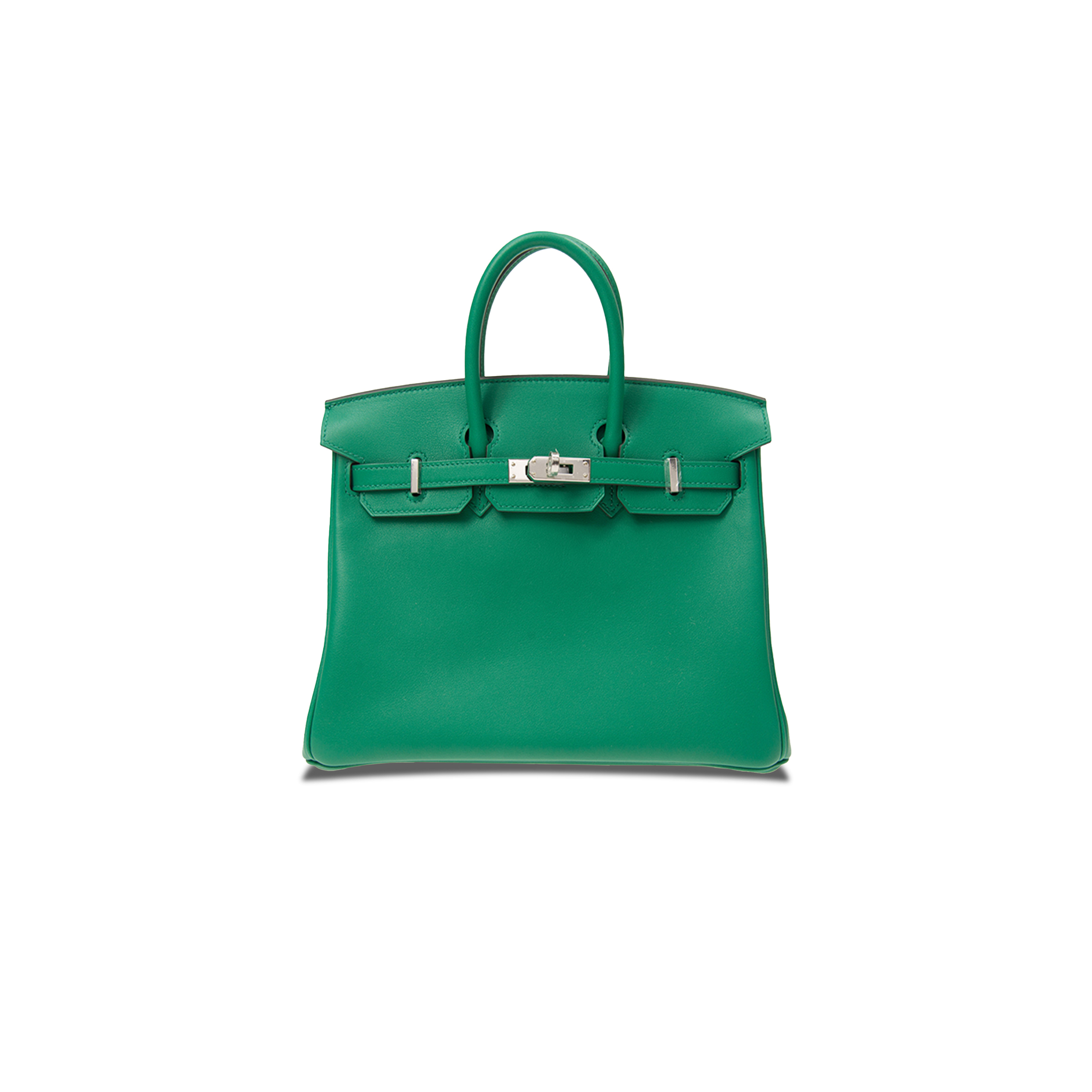 HERMÈS MASTER BIRKIN 25 SWIFT LEATHER VELVET GREEN SILVER BUCKLE H049362CK17 (25*20*13cm)